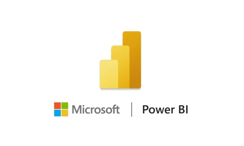 Microsoft Power BIの公式ロゴ。黄色い棒グラフ状のシンボルとMicrosoftロゴを並べた、Power BIとは何かを表すブランドイメージ。